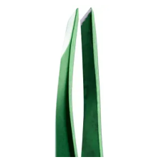 ZOLA Пинцет скошенный профессиональный для бровей GREEN
