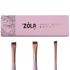 ZOLA Набор кистей светло-розовый для окрашивания бровей MAGIC BROW BRUSHES профессиональный