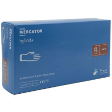 Mercator hybrid+ Blue Перчатки Нитрило-Виниловые XL, 100 шт, без пудры, синие