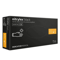 Mercator Nitrylex Black Перчатки Нитриловые XS, 100 шт, без пудры, черные