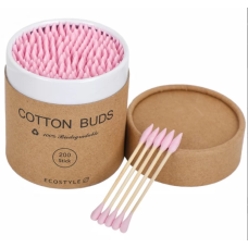 Cotton Buds Bamboo Бамбуковые ватные палочки (круглая коробка) Розовые, 200 шт