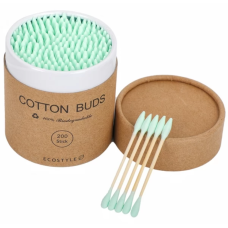 Cotton Buds Bamboo Бамбуковые ватные палочки (круглая коробка) Зеленые, 200 шт