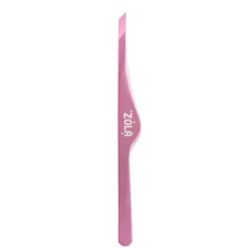 ZOLA Пинцет скошенный профессиональный для бровей LIGHT PINK