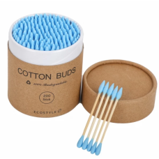 Cotton Buds Bamboo Бамбуковые ватные палочки (круглая коробка) Голубые, 200 шт
