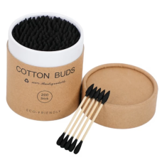 Cotton Buds Bamboo Бамбуковые ватные палочки (круглая коробка) Черные, 200 шт