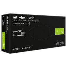 Mercator Nitrylex Black Перчатки Нитриловые S, 100 шт, без пудры, черные