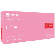 Mercator Nitrylex Pink Перчатки Нитриловые L, 100 шт, без пудры, розовые