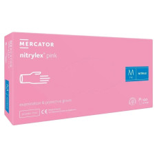 Mercator Nitrylex Pink Перчатки Нитриловые M, 100 шт, без пудры, розовые