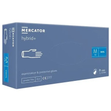 Mercator hybrid+ Blue Перчатки Нитрило-Виниловые M, 100 шт, без пудры, синие