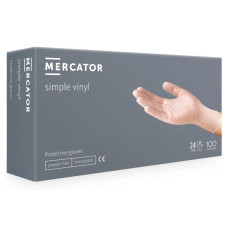 Mercator simple vinyl Перчатки Виниловые M, 100 шт, без пудры, прозрачные