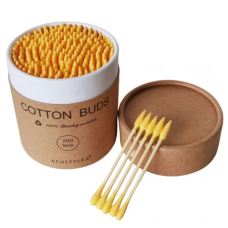 Cotton Buds Bamboo Бамбуковые ватные палочки (круглая коробка) Жёлтые, 200 шт